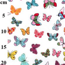 100% Cotton Butterflies on Ivory Print Fabric x 0.5m